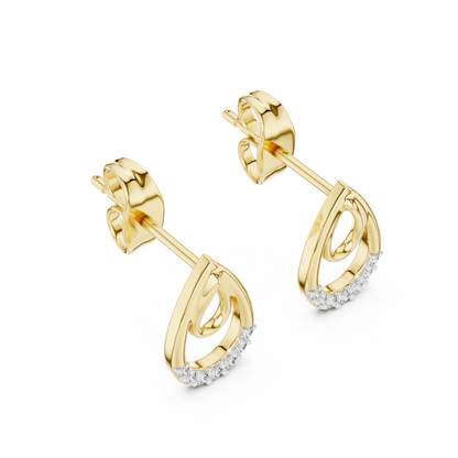 Double Loop Teardrop Diamond Earrings