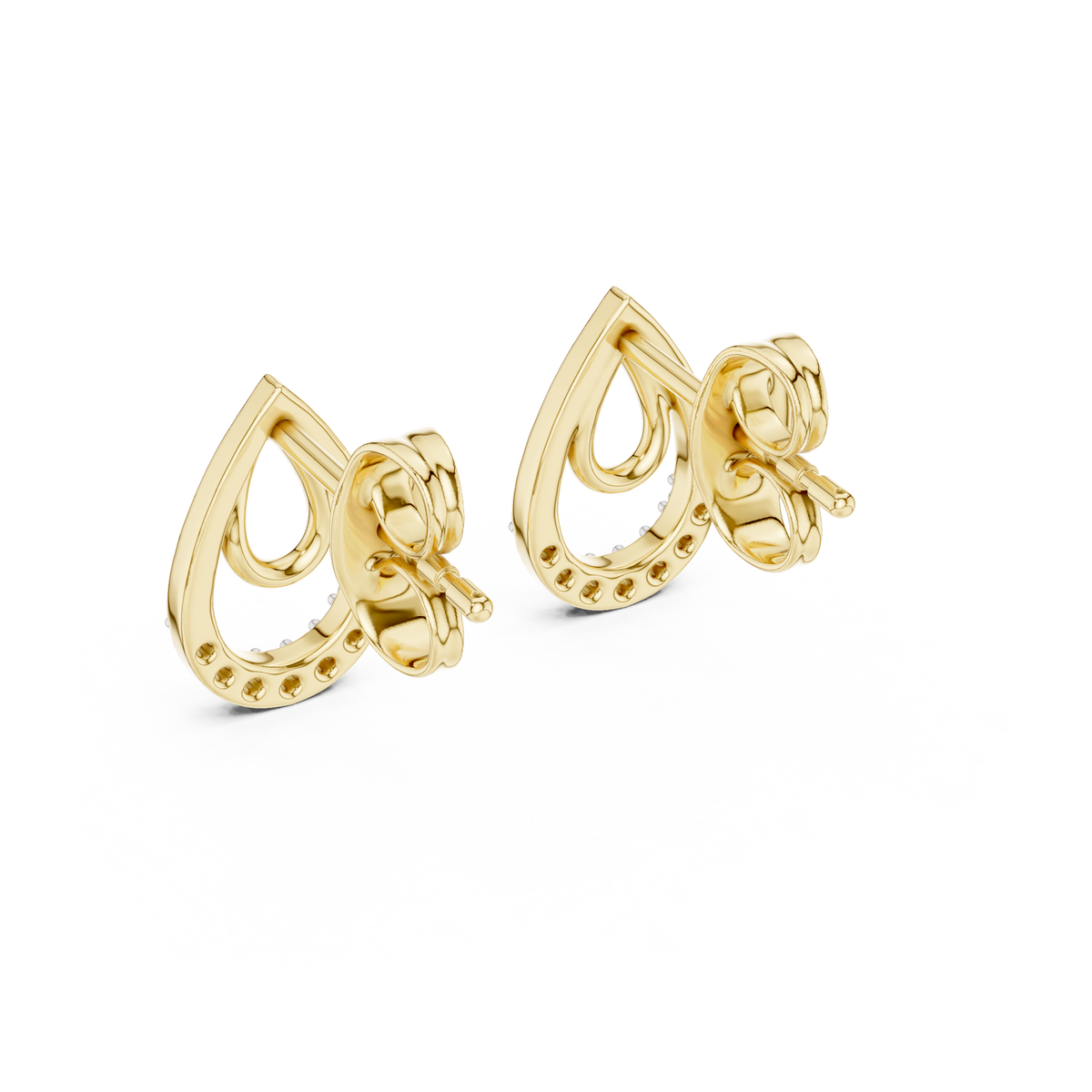 Funkelnde Diamant-Gold-Creolen | Ohrringe mit Blumenmuster