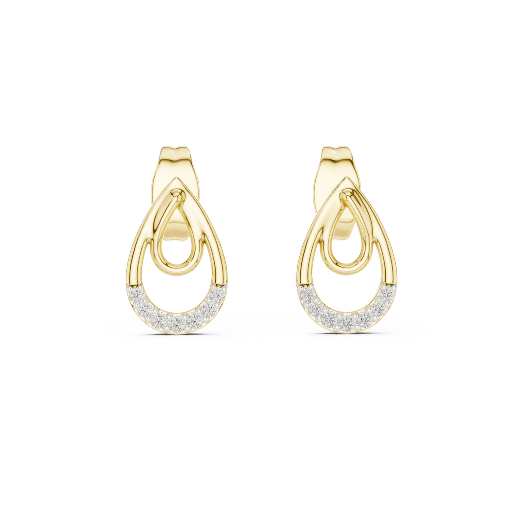 Funkelnde Diamant-Gold-Creolen | Ohrringe mit Blumenmuster