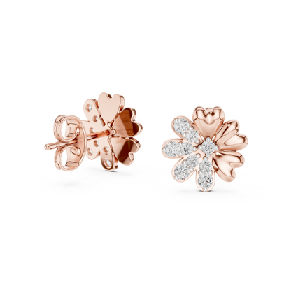 Elegant Blossom Diamond Gold Stud Earrings