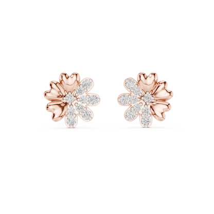 Elegant Blossom Diamond Gold Stud Earrings