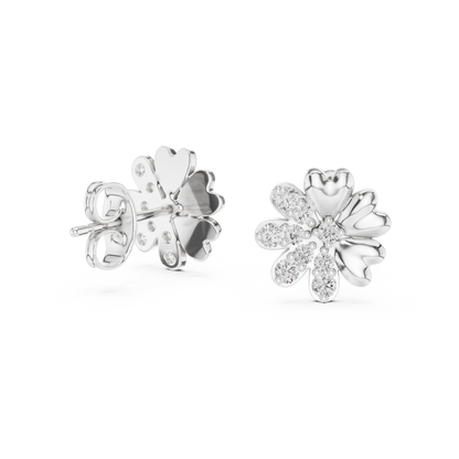 Elegant Blossom Diamond Gold Stud Earrings