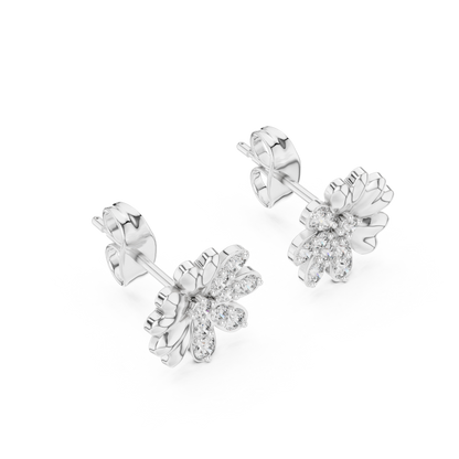 Elegant Blossom Diamond Gold Stud Earrings