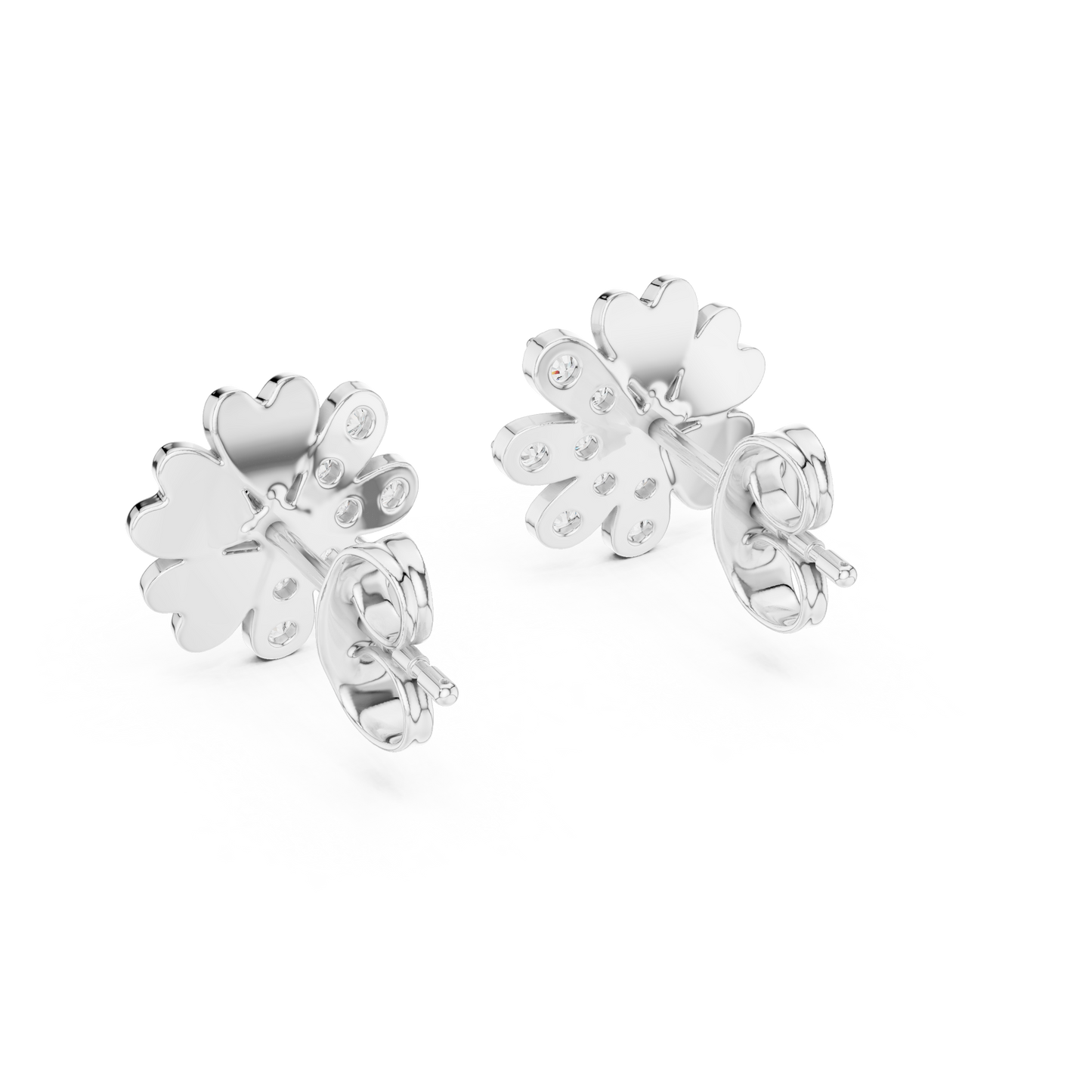 Elegant Blossom Diamond Gold Stud Earrings