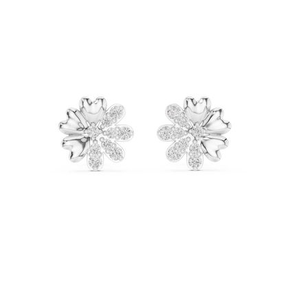 Elegant Blossom Diamond Gold Stud Earrings