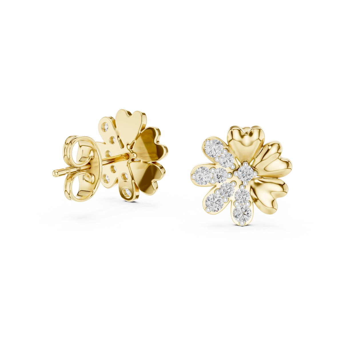 أقراط هووب ذهبية ماسية متلألئة | أقراط بتصميم مزهرة