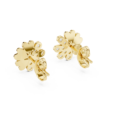Elegant Blossom Diamond Gold Stud Earrings