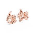 Funkelnde Diamant-Gold-Creolen | Ohrringe mit Blumenmuster