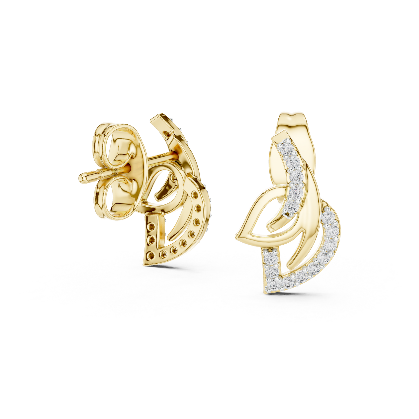 Elegant Abstract Curve Diamond Earrings for Women