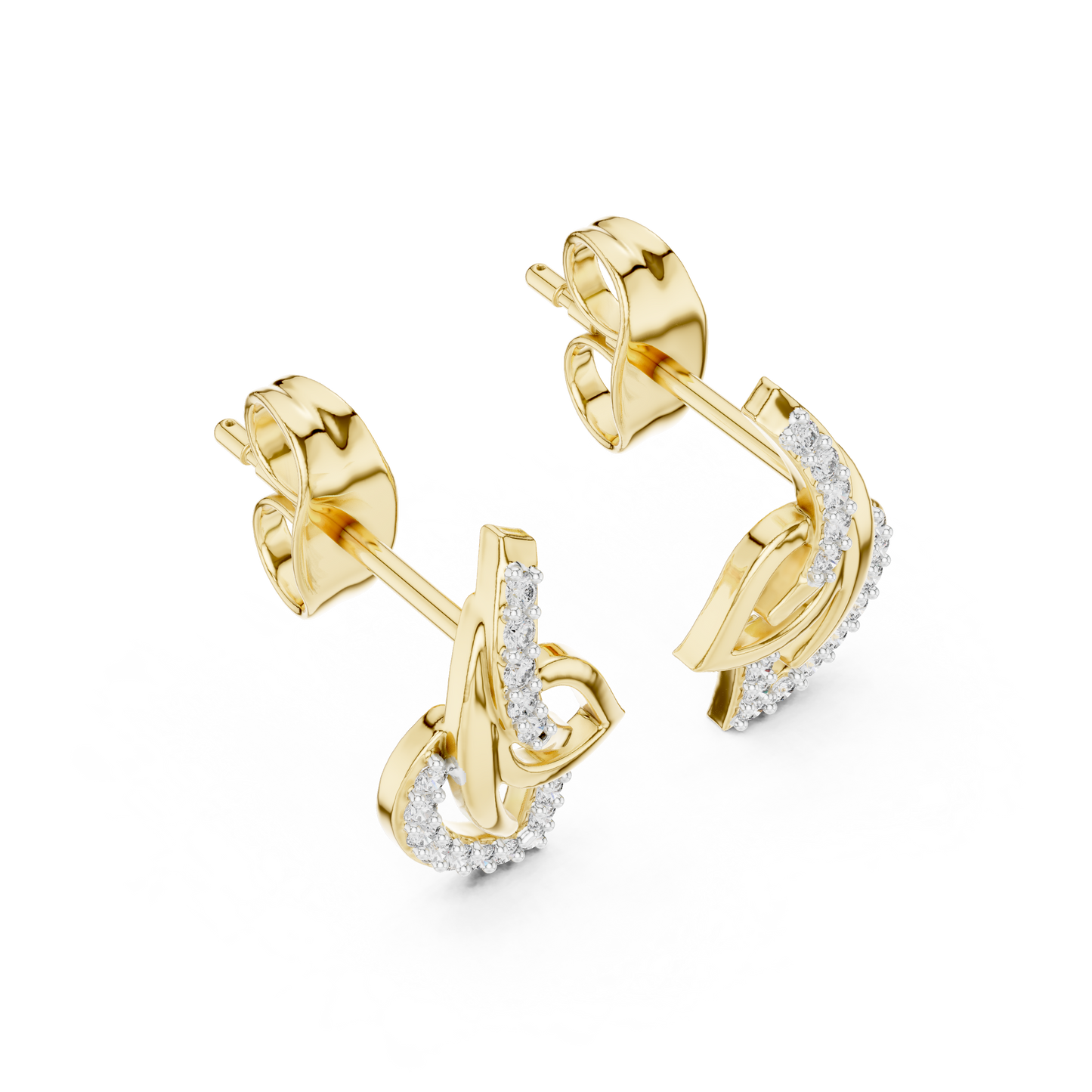 Elegant Abstract Curve Diamond Earrings for Women