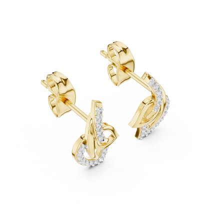 Elegant Abstract Curve Diamond Earrings for Women