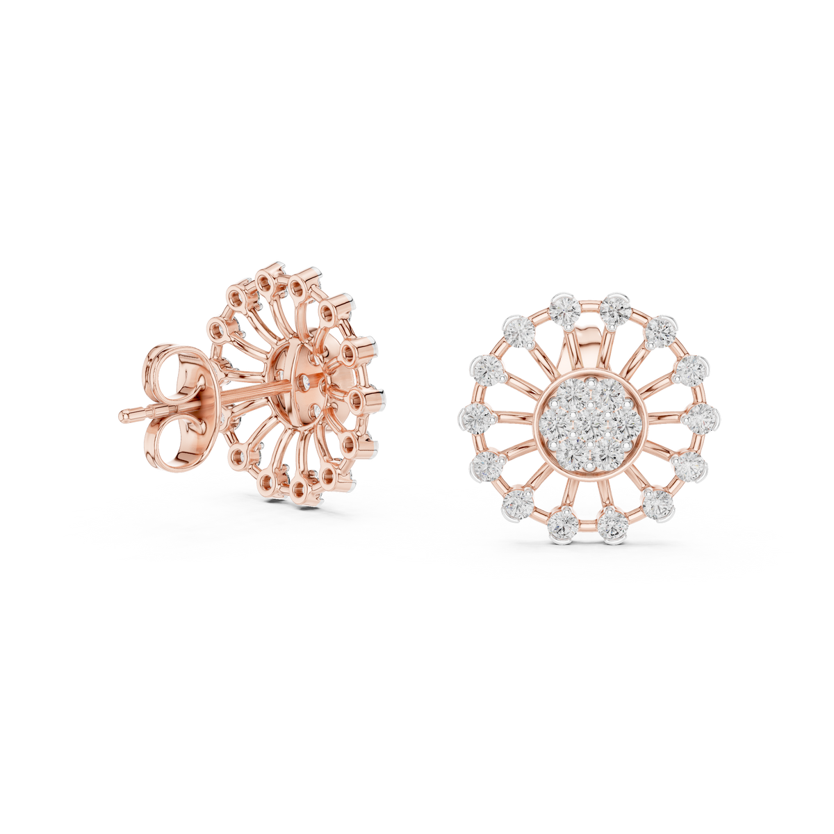 Designer Round Diamond Cluster Earrings