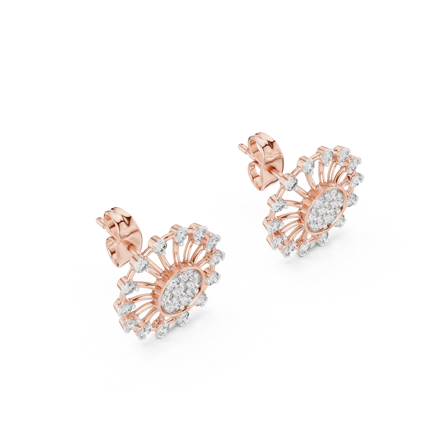 Designer Round Diamond Cluster Earrings