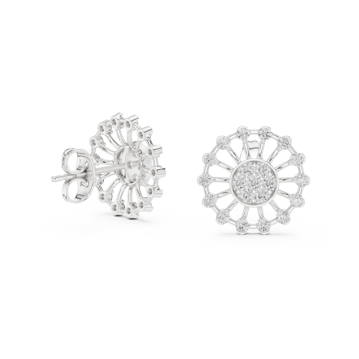 Designer Round Diamond Cluster Earrings