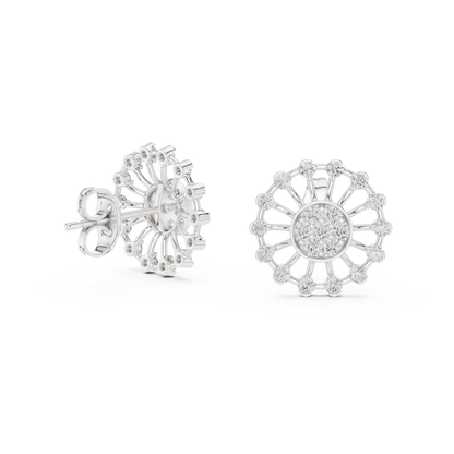 Designer Round Diamond Cluster Earrings