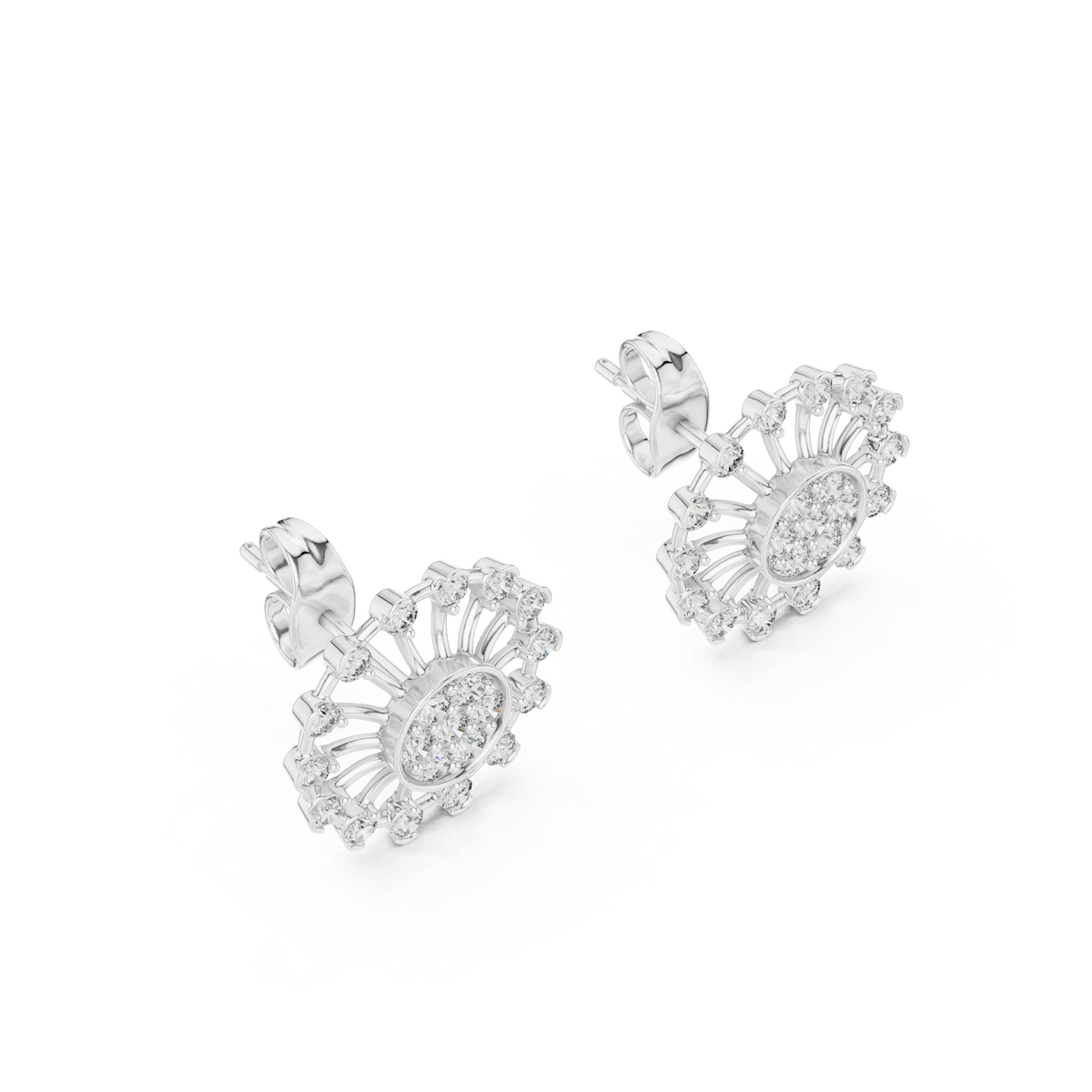 Funkelnde Diamant-Gold-Creolen | Ohrringe mit Blumenmuster
