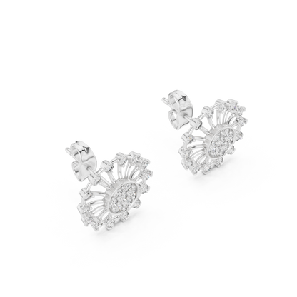 Designer Round Diamond Cluster Earrings