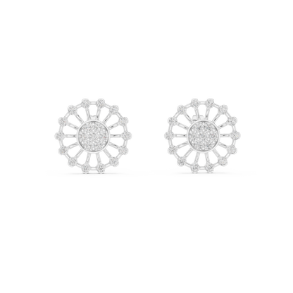 Designer Round Diamond Cluster Earrings