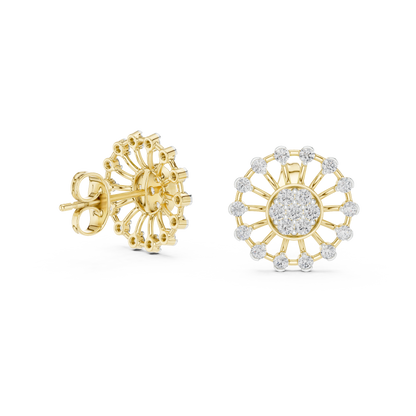 Designer Round Diamond Cluster Earrings