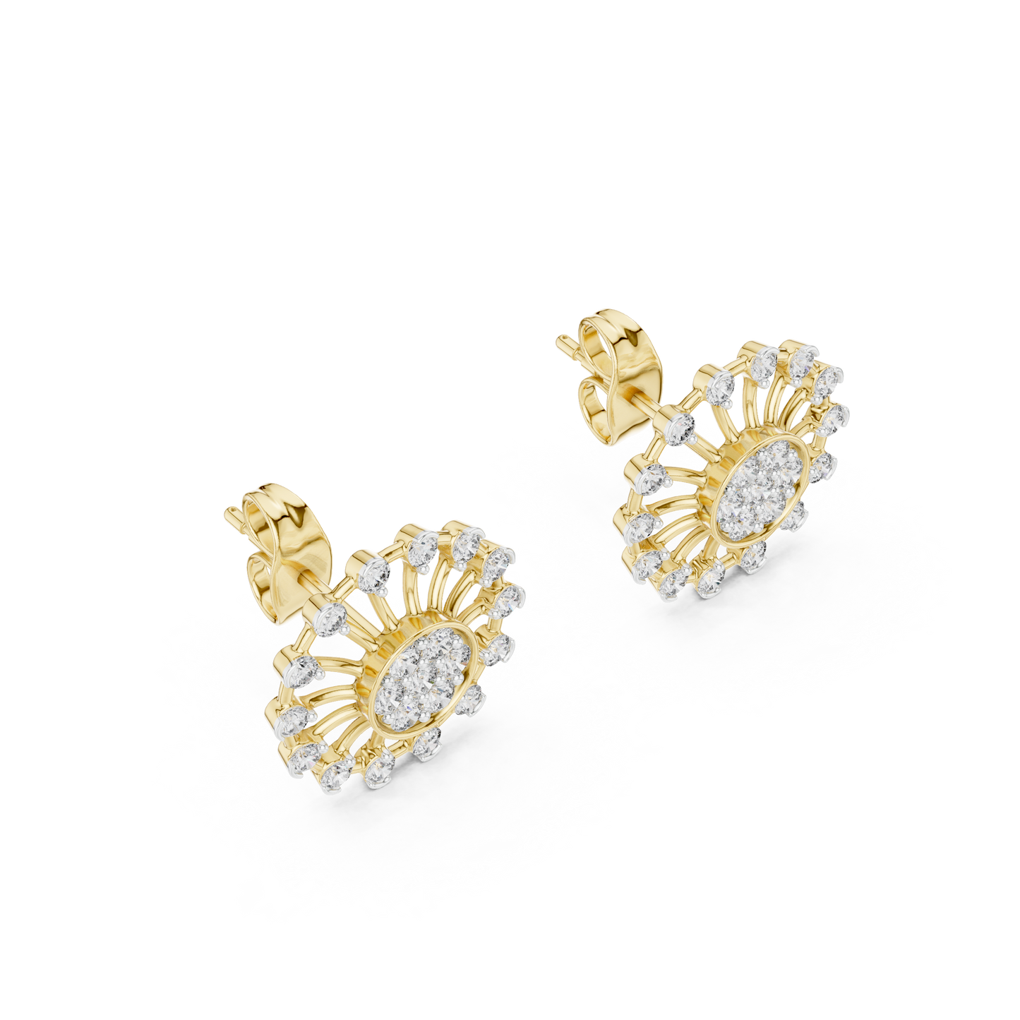 Designer Round Diamond Cluster Earrings