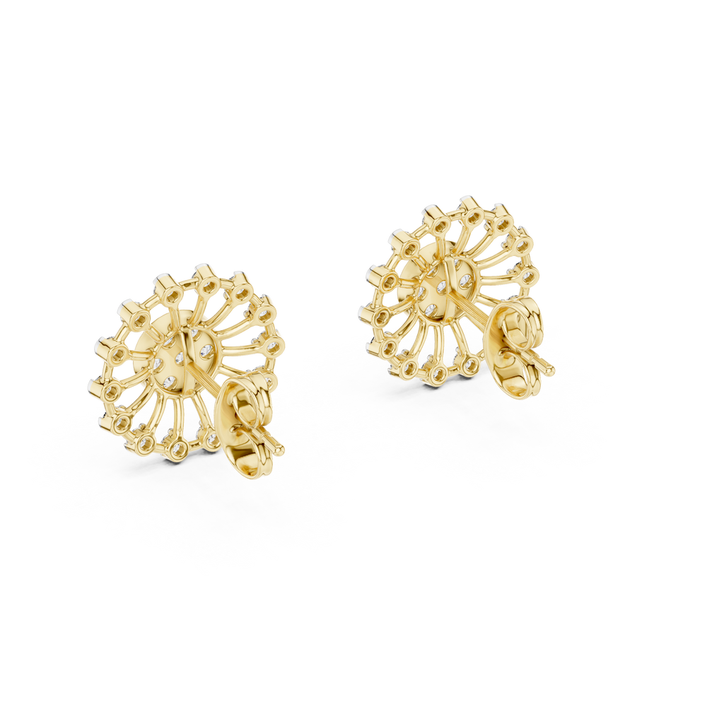 Funkelnde Diamant-Gold-Creolen | Ohrringe mit Blumenmuster