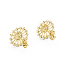 Funkelnde Diamant-Gold-Creolen | Ohrringe mit Blumenmuster