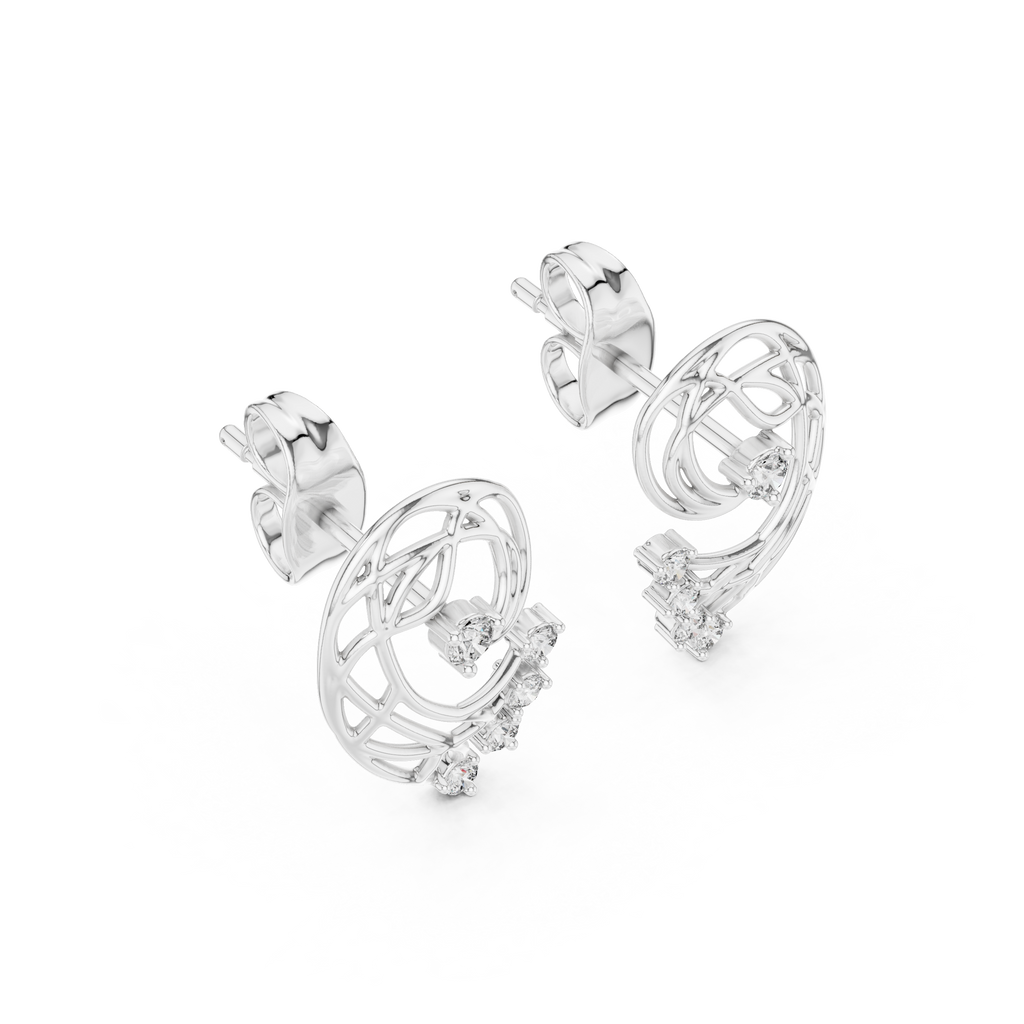Funkelnde Diamant-Gold-Creolen | Ohrringe mit Blumenmuster