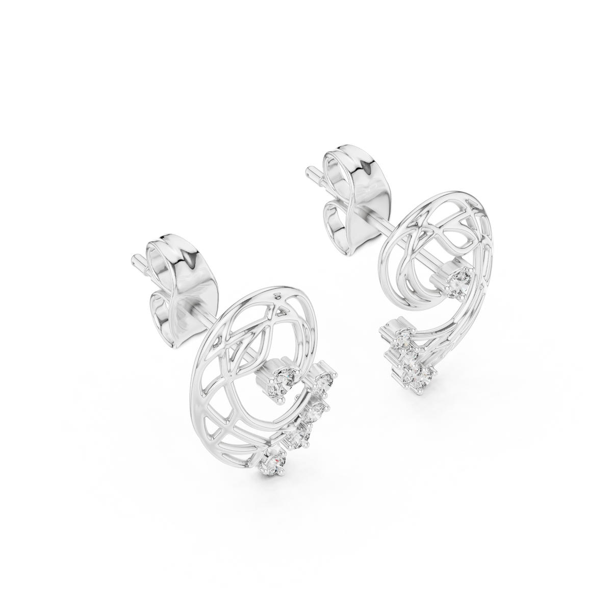 Funkelnde Diamant-Gold-Creolen | Ohrringe mit Blumenmuster
