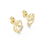 Funkelnde Diamant-Gold-Creolen | Ohrringe mit Blumenmuster