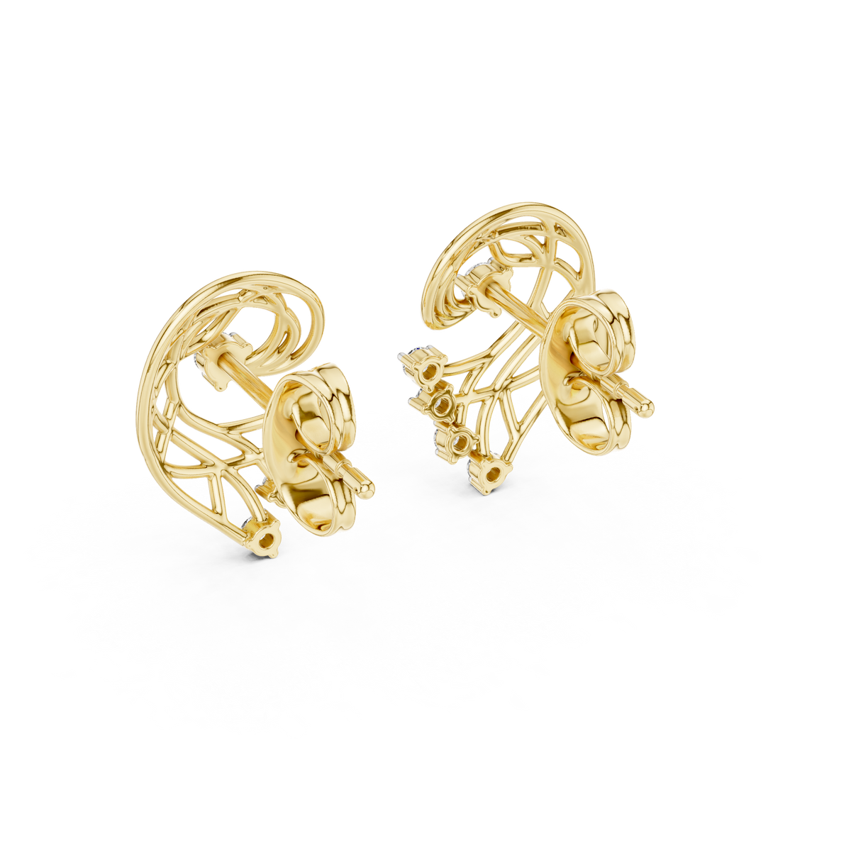 Funkelnde Diamant-Gold-Creolen | Ohrringe mit Blumenmuster