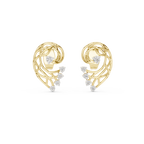 Funkelnde Diamant-Gold-Creolen | Ohrringe mit Blumenmuster