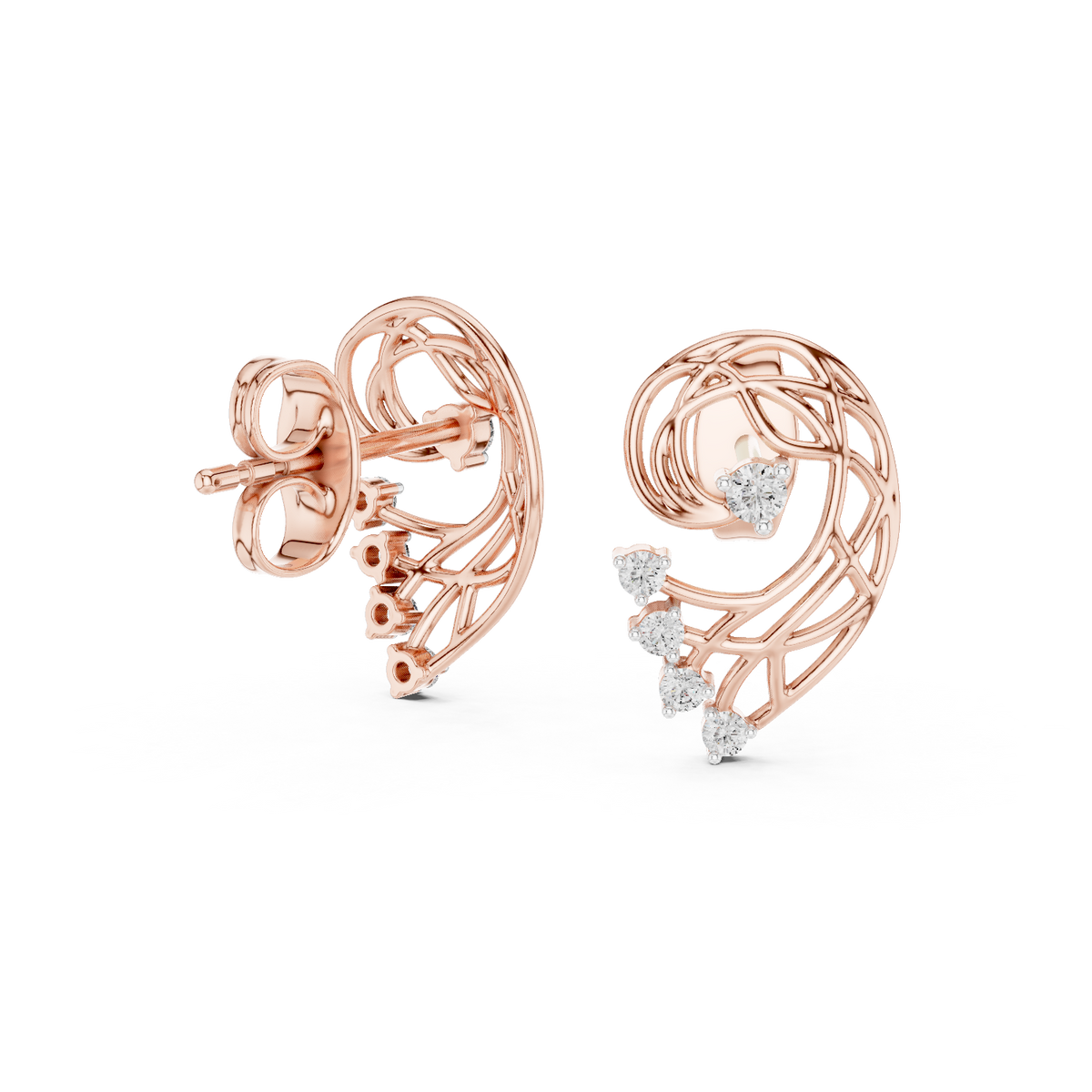 Funkelnde Diamant-Gold-Creolen | Ohrringe mit Blumenmuster