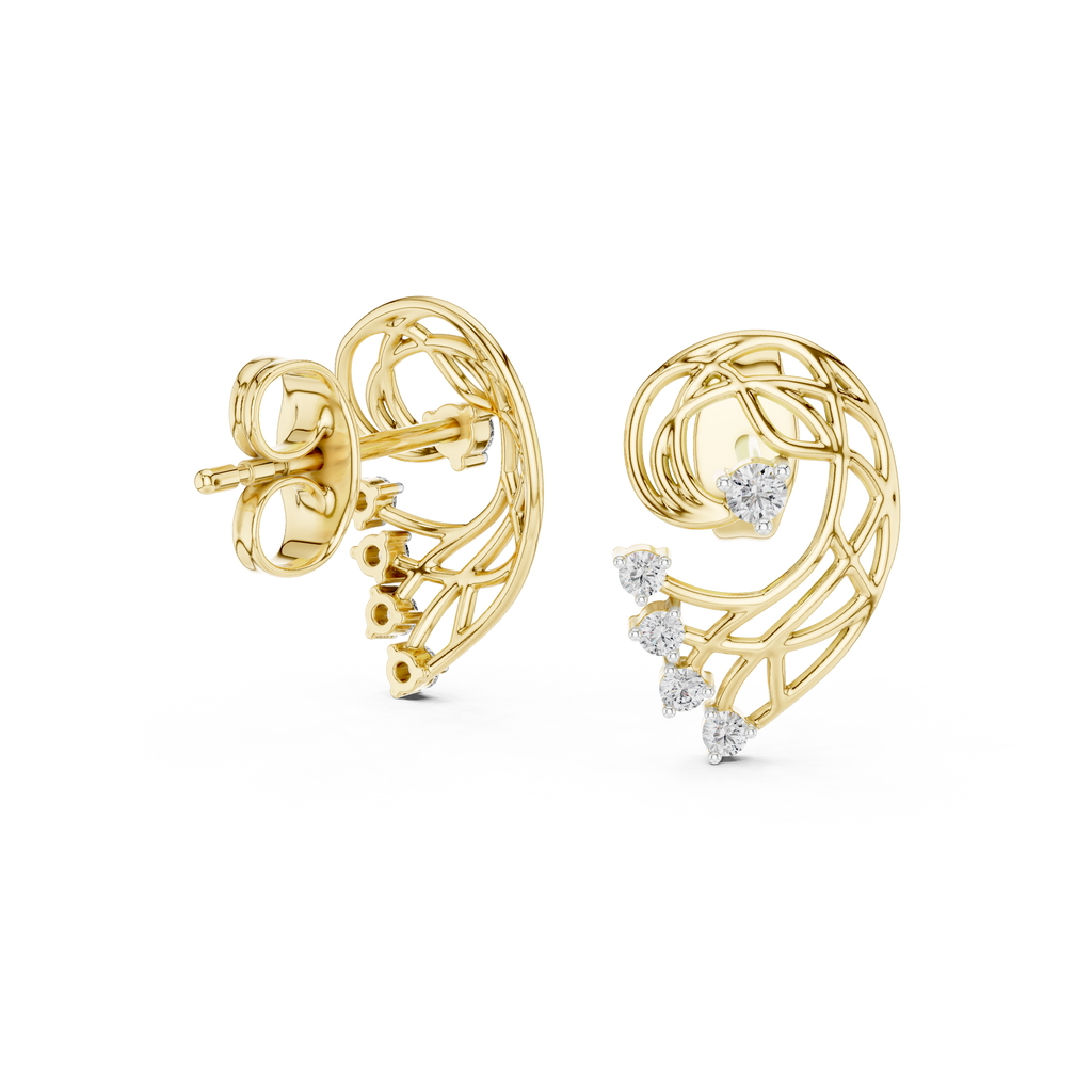 Funkelnde Diamant-Gold-Creolen | Ohrringe mit Blumenmuster