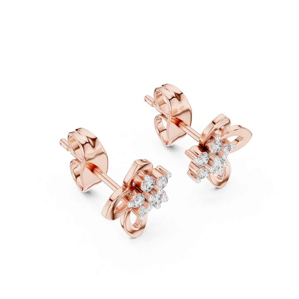 Funkelnde Diamant-Gold-Creolen | Ohrringe mit Blumenmuster