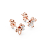 Funkelnde Diamant-Gold-Creolen | Ohrringe mit Blumenmuster