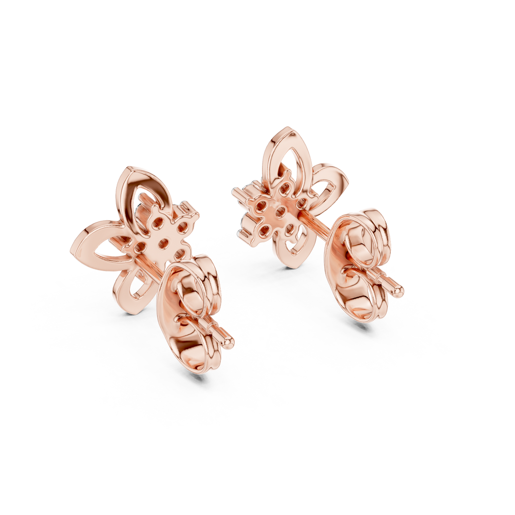 Funkelnde Diamant-Gold-Creolen | Ohrringe mit Blumenmuster