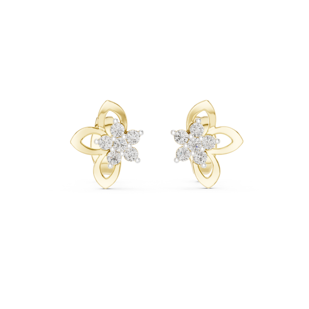 Funkelnde Diamant-Gold-Creolen | Ohrringe mit Blumenmuster