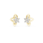 Funkelnde Diamant-Gold-Creolen | Ohrringe mit Blumenmuster