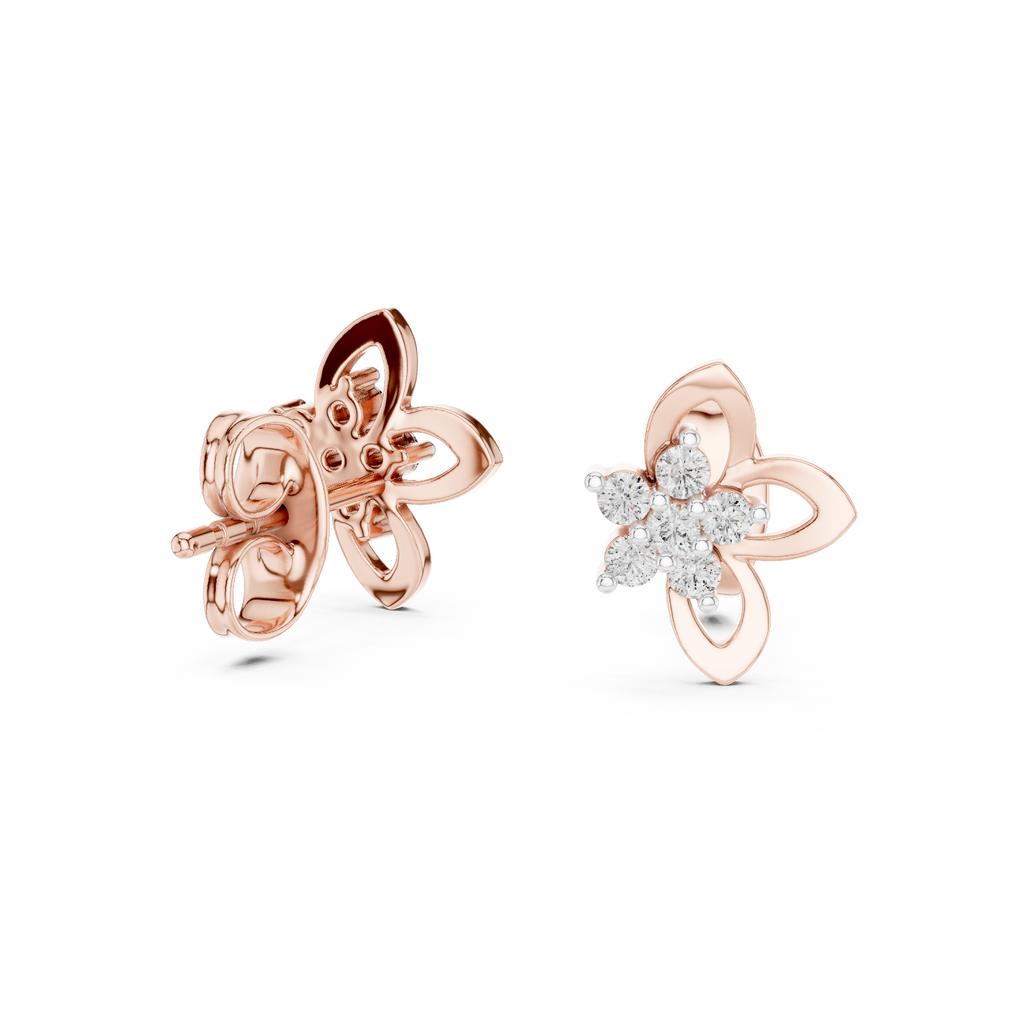 Funkelnde Diamant-Gold-Creolen | Ohrringe mit Blumenmuster