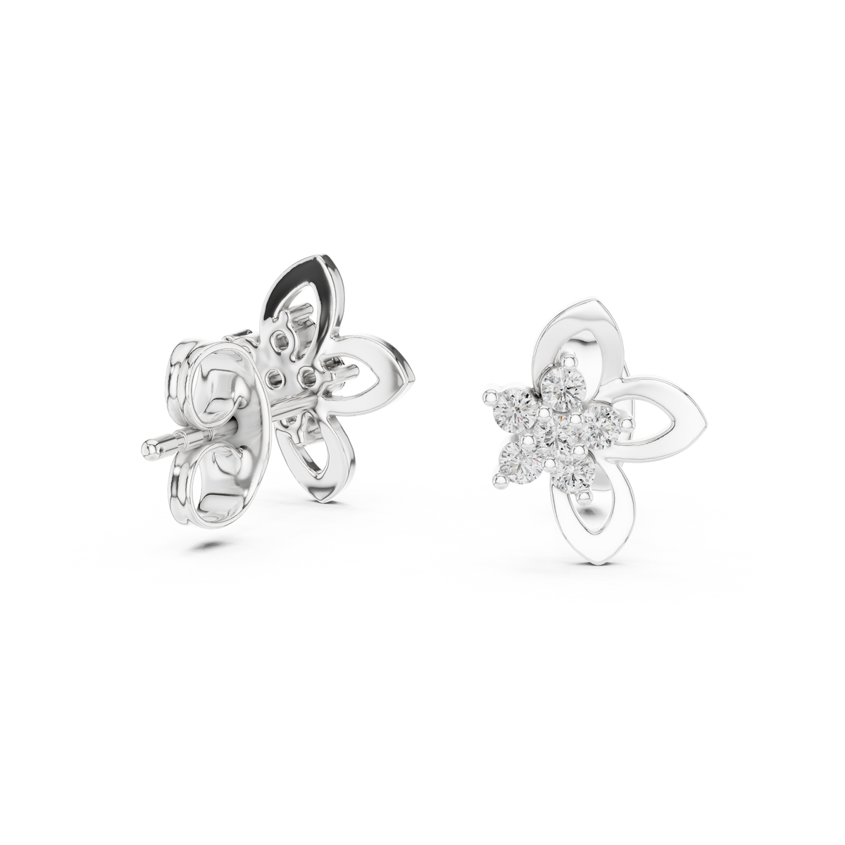 Funkelnde Diamant-Gold-Creolen | Ohrringe mit Blumenmuster