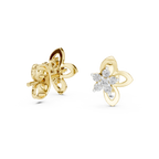 Funkelnde Diamant-Gold-Creolen | Ohrringe mit Blumenmuster