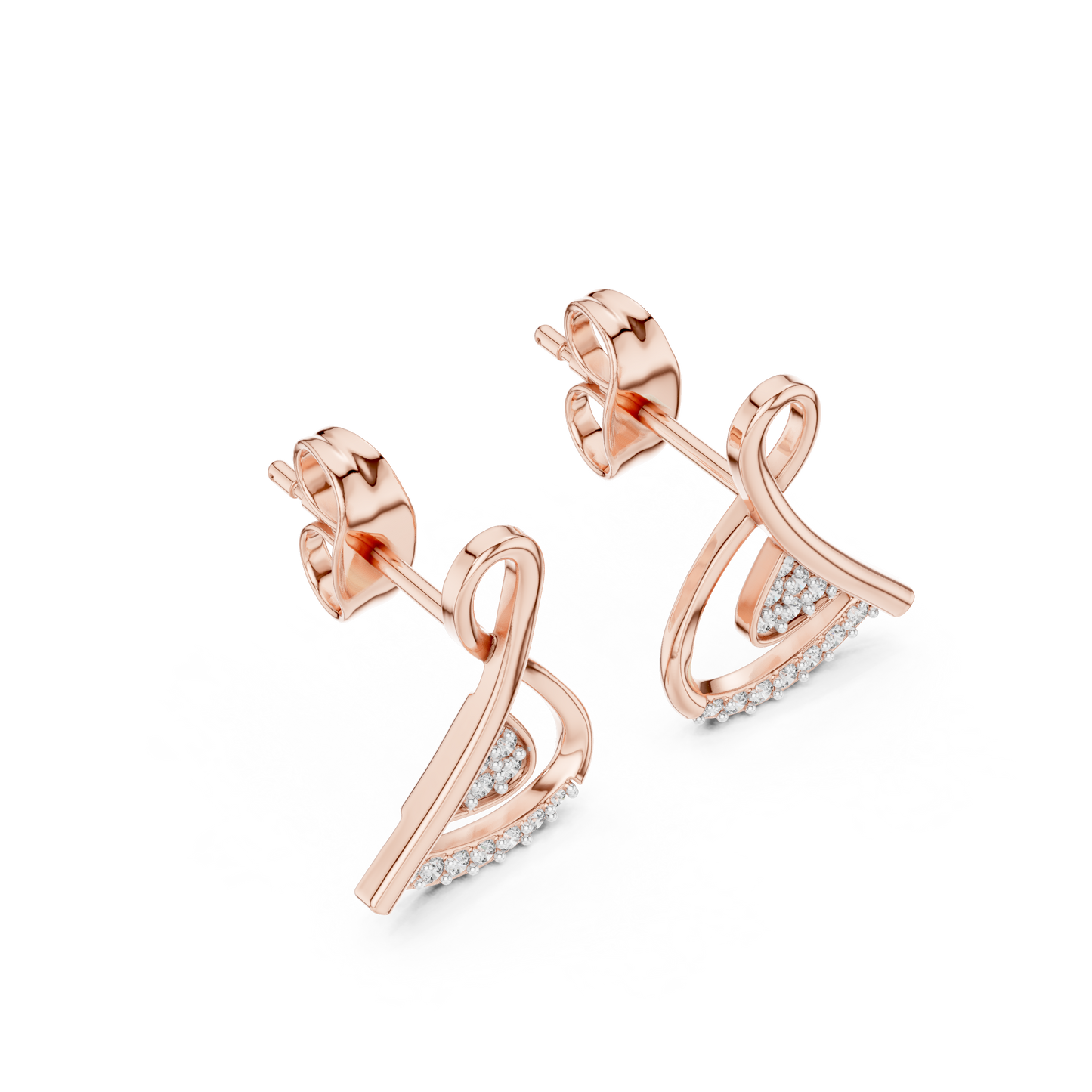Modern Triangle Diamond Drop Earrings