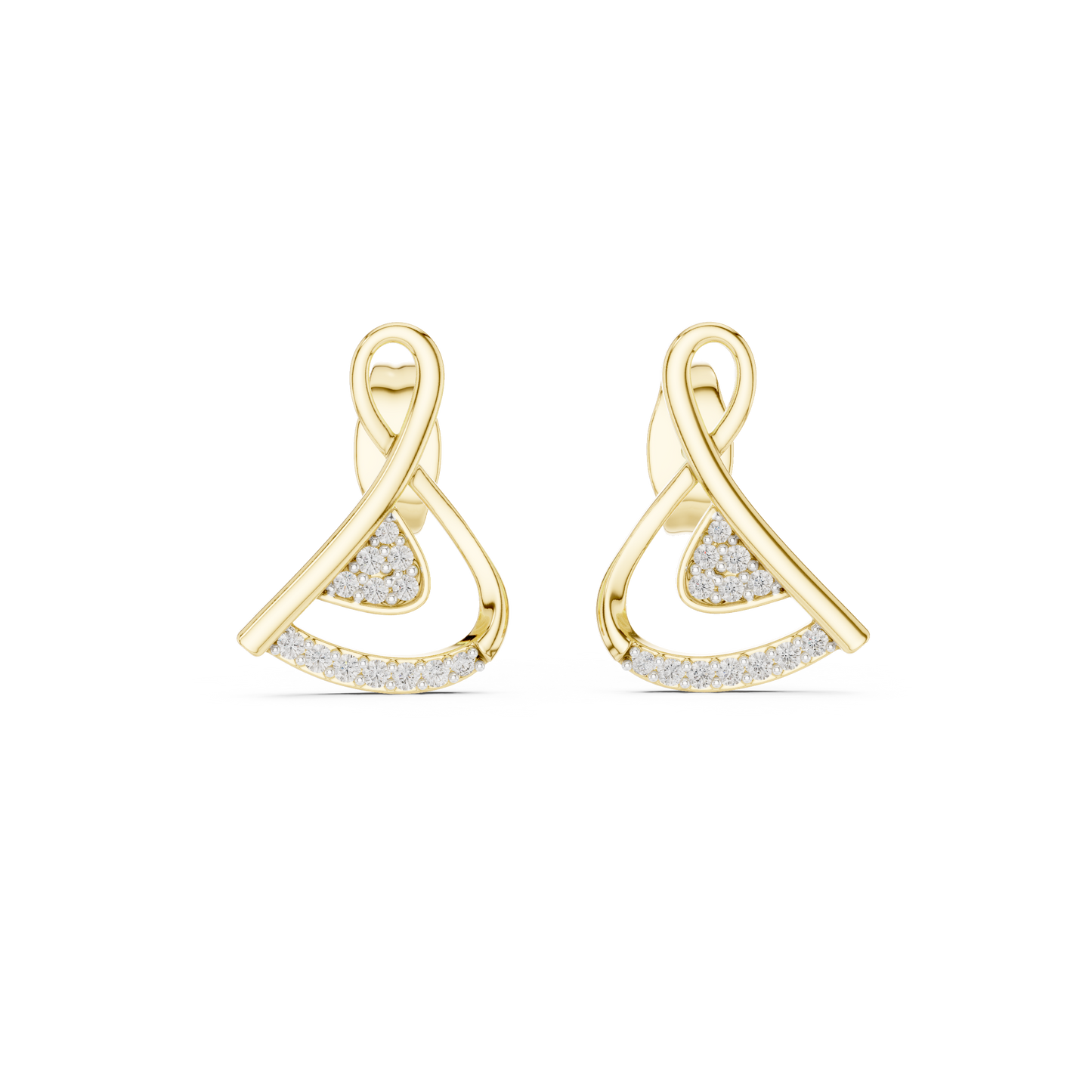 Modern Triangle Diamond Drop Earrings