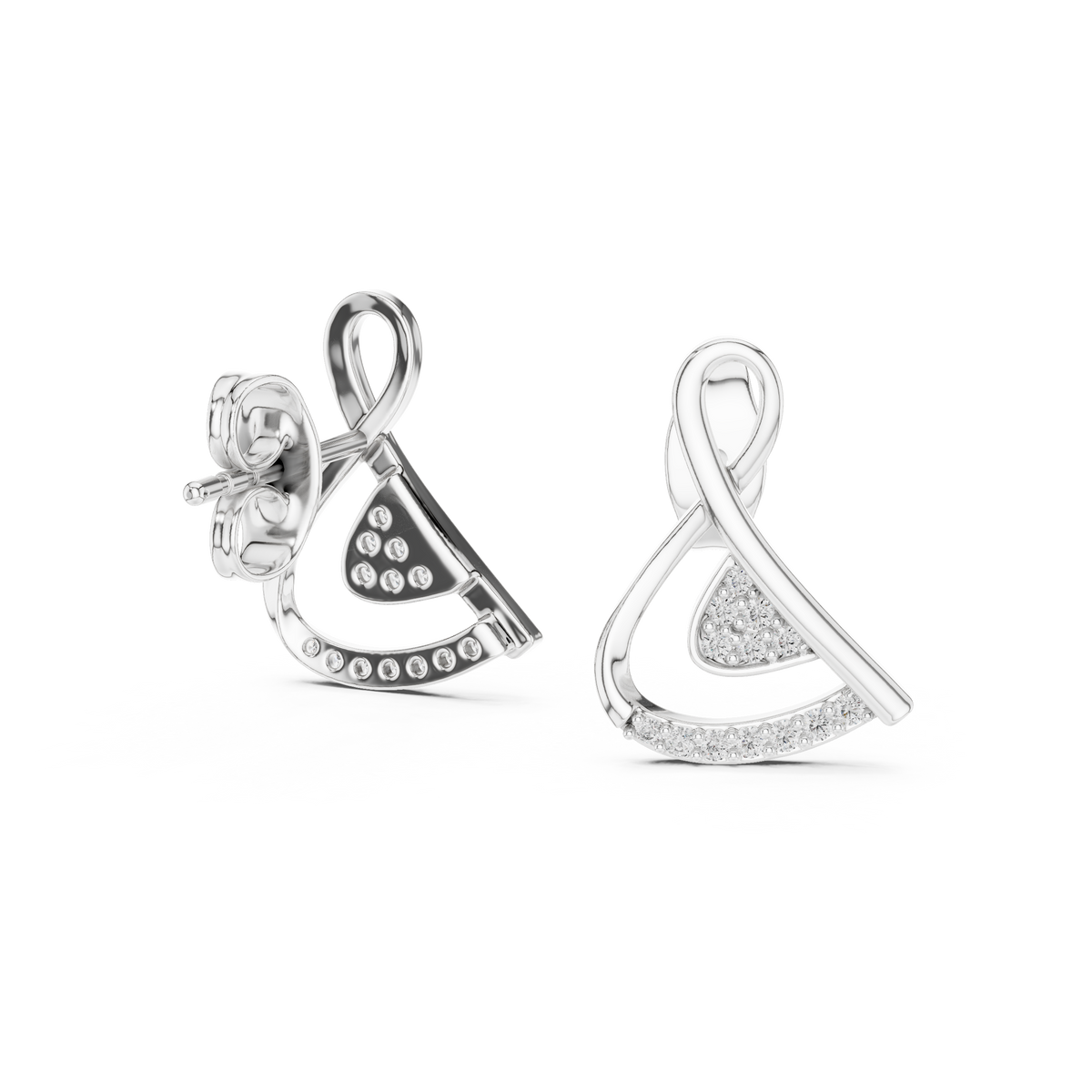 Modern Triangle Diamond Drop Earrings