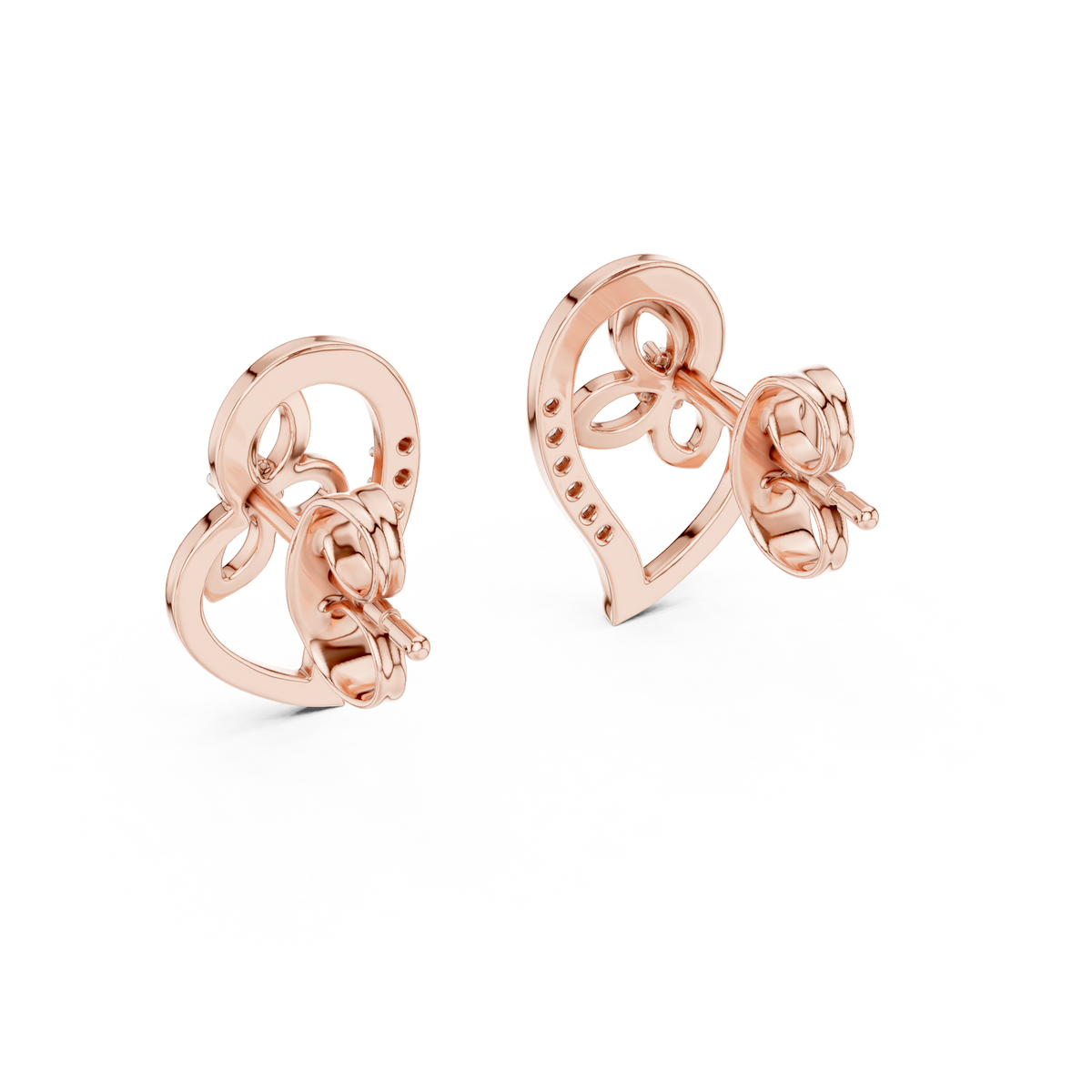 Elegant Intertwined Heart Diamond Stud Earrings