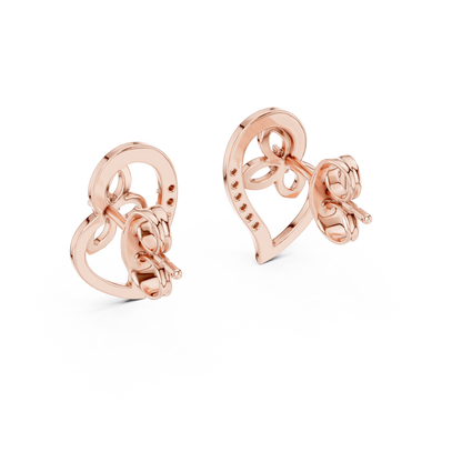 Elegant Intertwined Heart Diamond Stud Earrings
