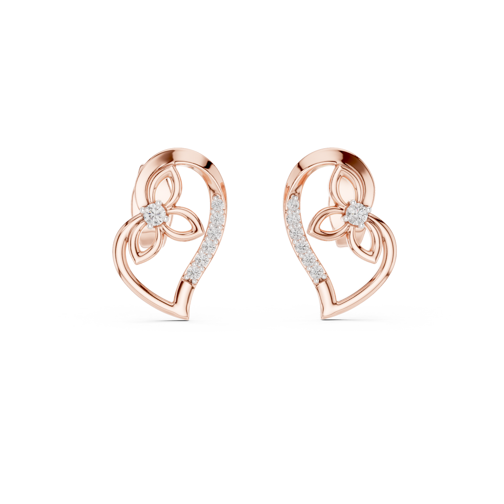 Elegant Intertwined Heart Diamond Stud Earrings