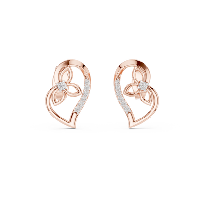 Elegant Intertwined Heart Diamond Stud Earrings