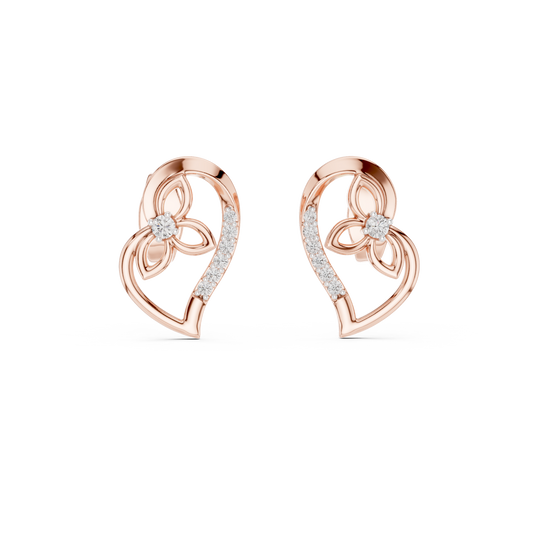 Elegant Intertwined Heart Diamond Stud Earrings
