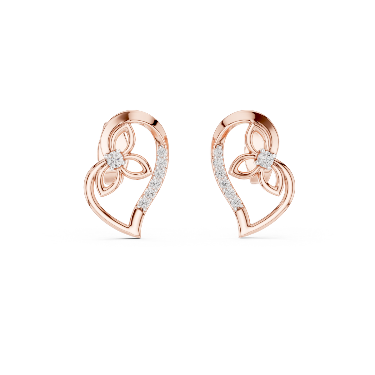 Elegant Intertwined Heart Diamond Stud Earrings